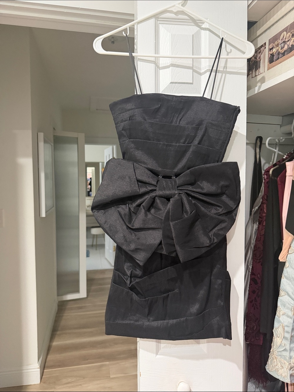 Windsor Black Strapless Mini Dress with Dramatic Front Bow